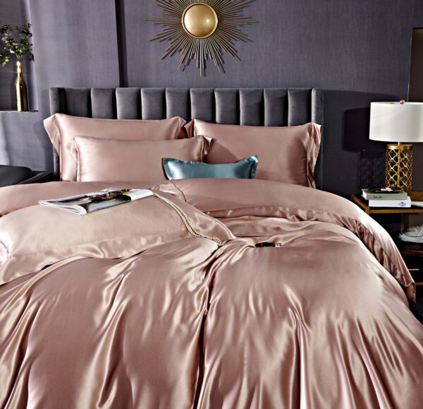 Pink  30 Momme 4PCs Silk Sheet Set - Image 3
