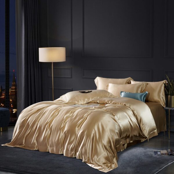 Gold 30 Momme 4PCs Silk Sheet Set - Image 2