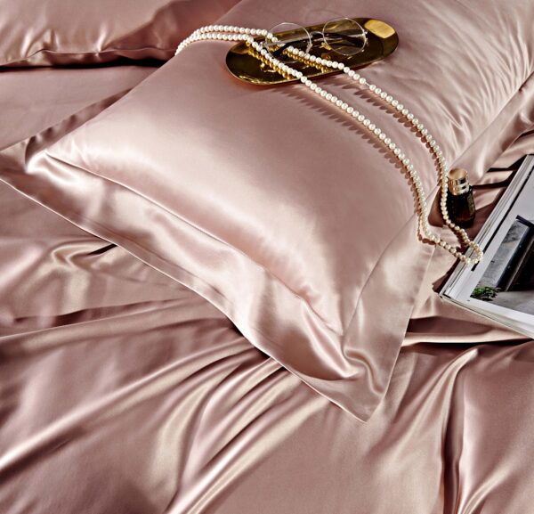 Pink  30 Momme 4PCs Silk Sheet Set - Image 5