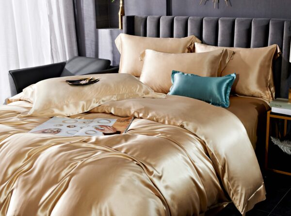 Gold 30 Momme 4PCs Silk Sheet Set - Image 3