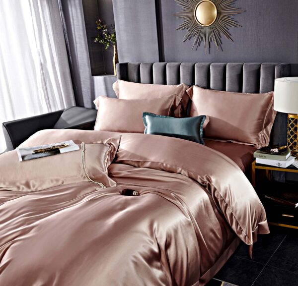 Pink  30 Momme 4PCs Silk Sheet Set - Image 4