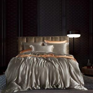 Light gray 16 Momme 4PCs Silk Sheet Set