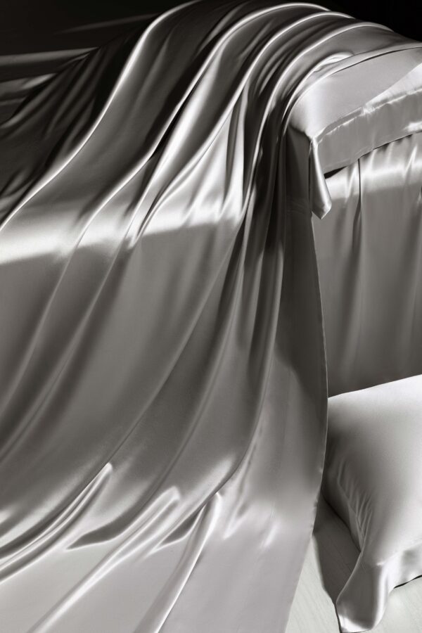 Bright Silver 25 Momme 4PCs Silk Sheet Set - Image 5
