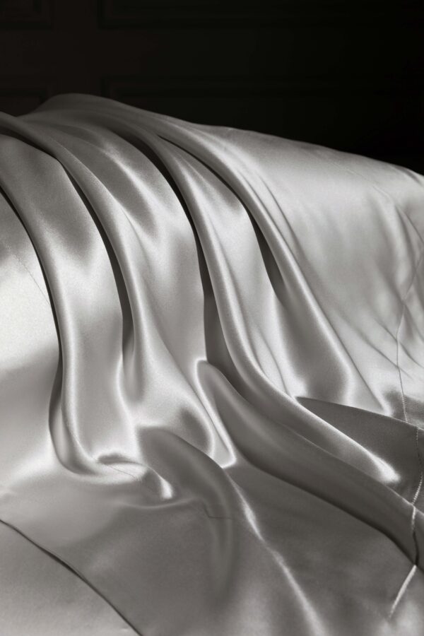 Bright Silver 25 Momme 4PCs Silk Sheet Set - Image 6
