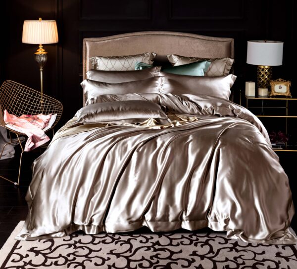 Luxury Dark Gold 25 Momme 4PCs Silk Sheet Set