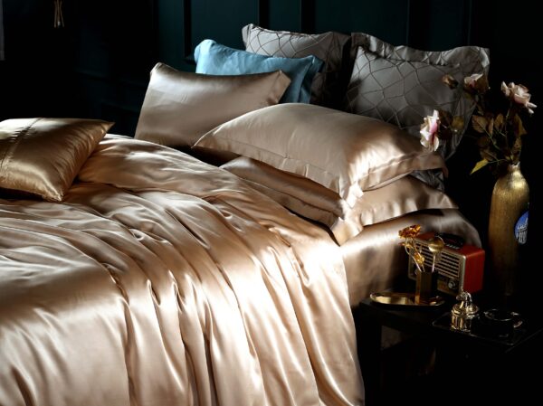 Light Mocha 25 Momme 4PCs Silk Sheet Set - Image 3
