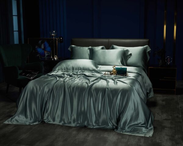Matcha Green 25 Momme 4PCs Silk Sheet Set - Image 2