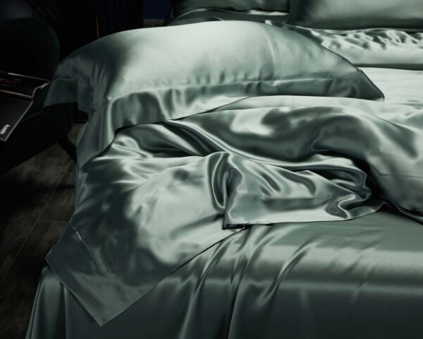 Matcha Green 25 Momme 4PCs Silk Sheet Set - Image 4