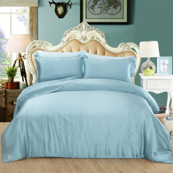 Lake blue 16 Momme 4PCs Silk Sheet Set
