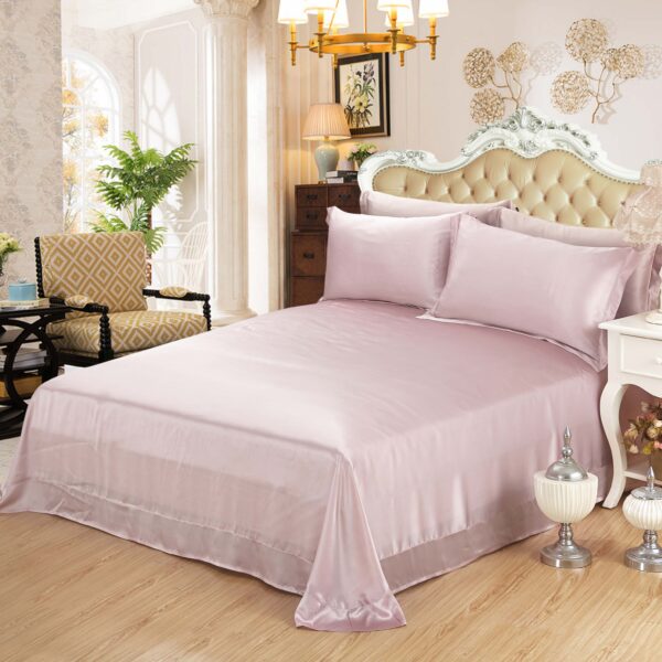 Pinkish purple 16 Momme 4PCs Silk Sheet Set - Image 2