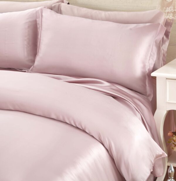 Pinkish purple 16 Momme 4PCs Silk Sheet Set - Image 3