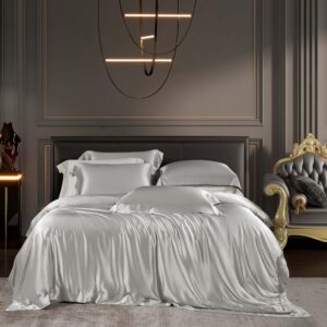 Bright Silver 25 Momme 4PCs Silk Sheet Set