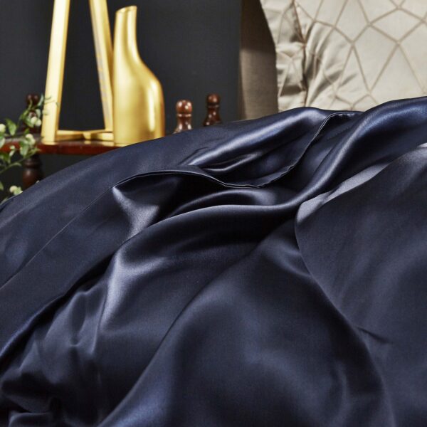 Haze Blue 25 Momme 4PCs Silk Sheet Set - Image 5
