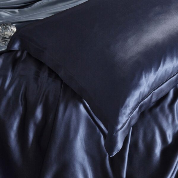 Haze Blue 25 Momme 4PCs Silk Sheet Set - Image 4