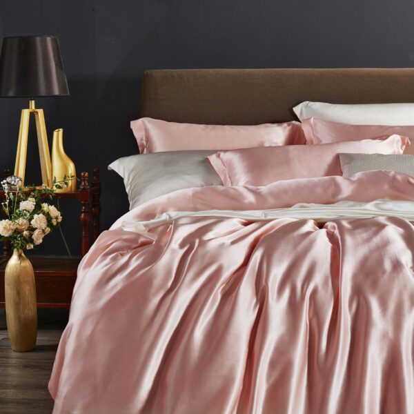 Pastel Pink 25 Momme 4PCs Silk Sheet Set - Image 3