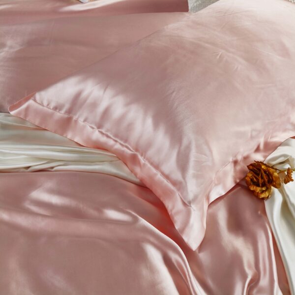 Pastel Pink 25 Momme 4PCs Silk Sheet Set - Image 6