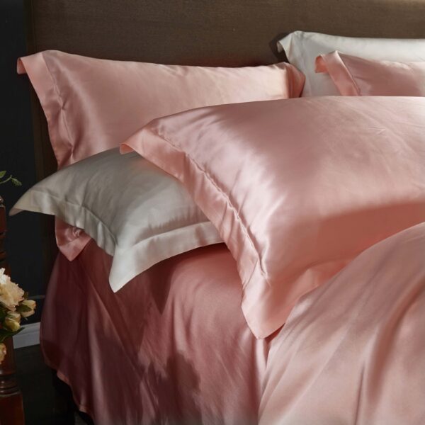 Pastel Pink 25 Momme 4PCs Silk Sheet Set - Image 5