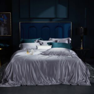 Blue-gray 30 Momme 4PCs Silk Sheet Set
