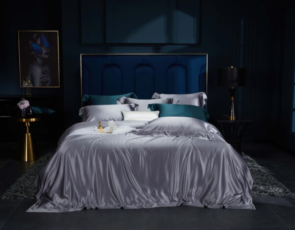 Blue-gray 30 Momme 4PCs Silk Sheet Set