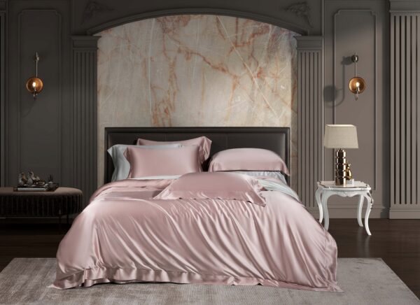 Blush Pink 25 Momme 4PCs Silk Sheet Set - Image 2