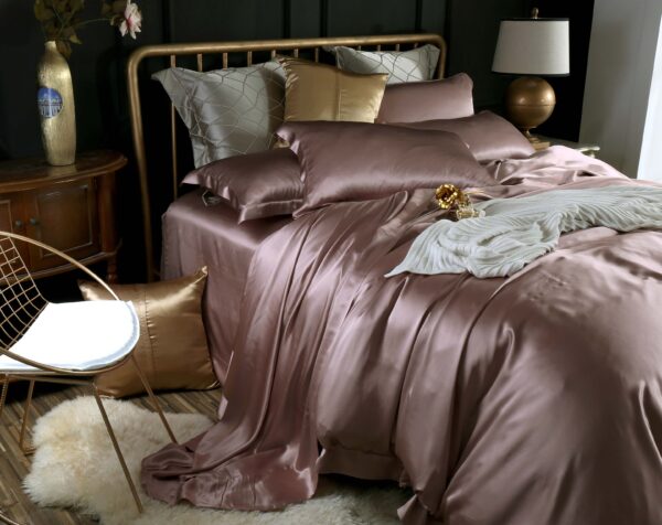 Rose Gold 25 Momme 4PCs Silk Sheet Set - Image 3
