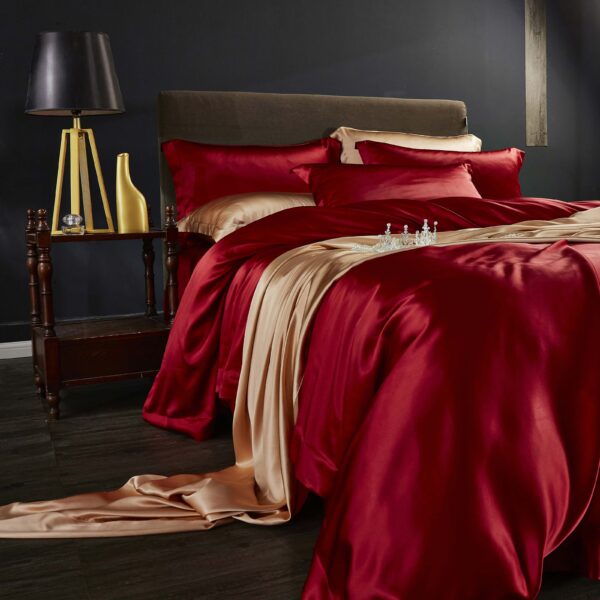 Rich Burgundy 25 Momme 4PCs Silk Sheet Set - Image 3