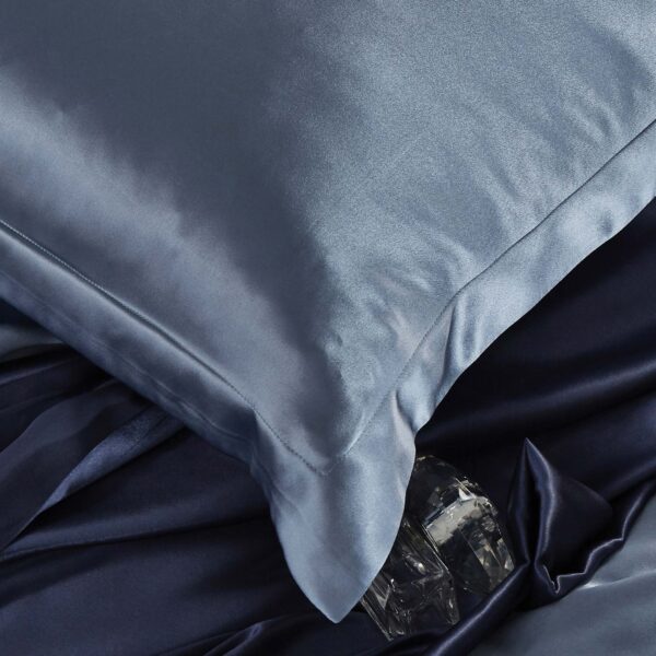 Haze Blue 25 Momme 4PCs Silk Sheet Set - Image 5