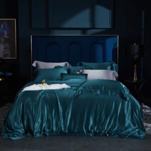 Peacock Blue 30 Momme 4PCs Silk Sheet Set